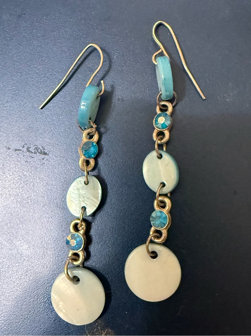 Turquoise Drop Disk Earrings - Women Jewelry
